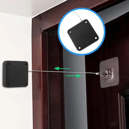 Automatic Door Closer - Punch-Free Self-Closing System with Retractable Cable