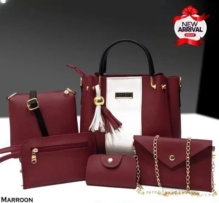 Jimmy Choo Style 5-Piece Handbag Set Leather Tote Wallet | Buy Online in Pakistan at MetroCart – Jimmy | MetroCart Pakistan