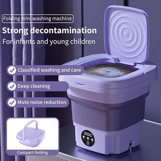 Portable Mini Washing Machine - Foldable Compact Washer for Baby Clothes & Underwear