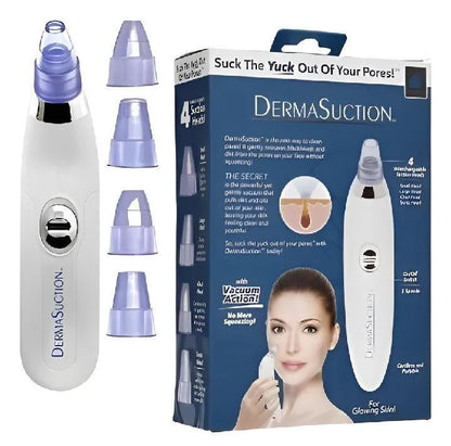 Derma Suction Facial Cleanser - Electric Pore Vacuum Blackhead Remover with 4 Suction Heads