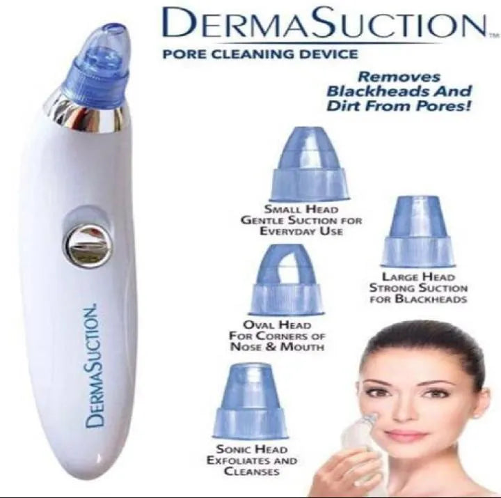 Derma Suction Facial Cleanser - Electric Pore Vacuum Blackhead Remover with 4 Suction Heads