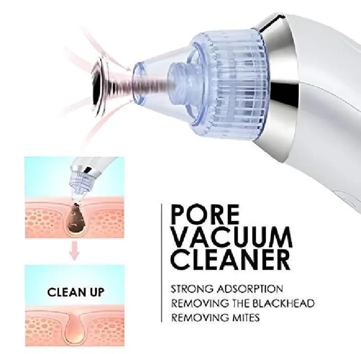 Derma Suction Facial Cleanser - Electric Pore Vacuum Blackhead Remover with 4 Suction Heads