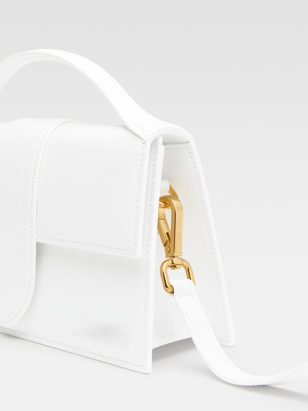 Mini Top Handle Bag Gold Hardware White PU Leather