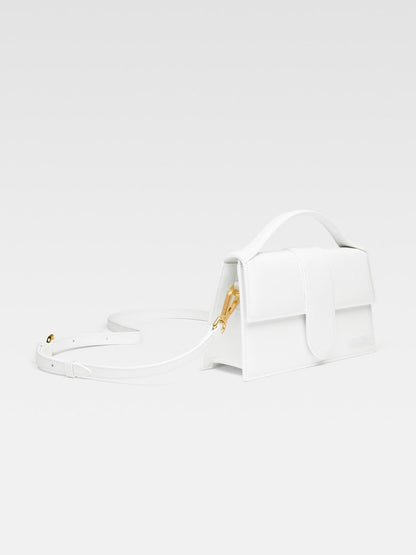 Mini Top Handle Bag Gold Hardware White PU Leather