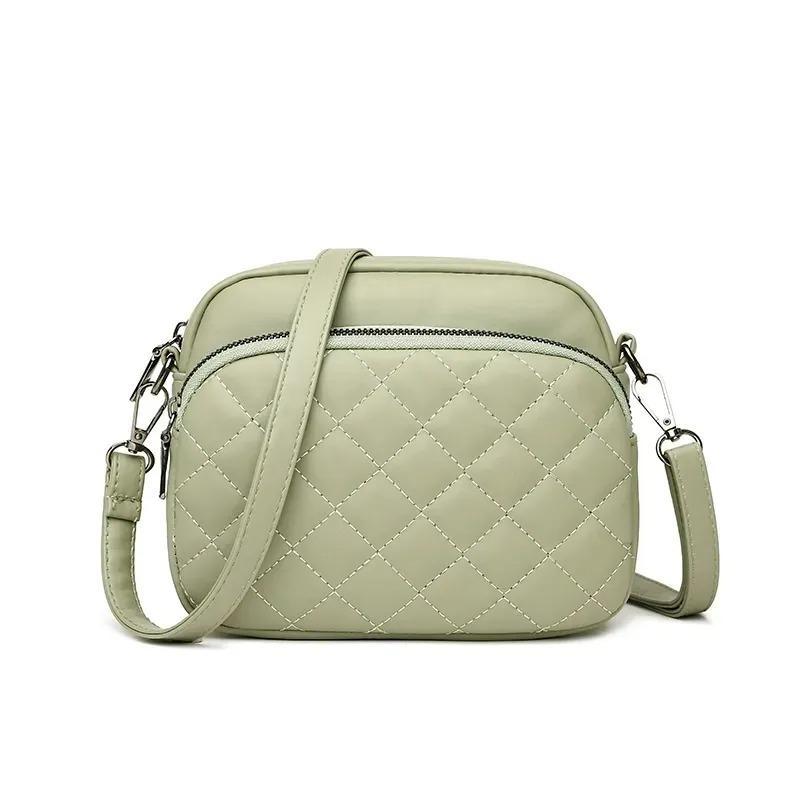 Quilted Diamond Stitch Crossbody Bag Sage Green PU