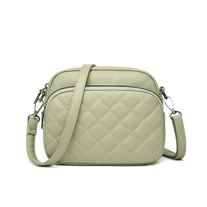 Quilted Diamond Stitch Crossbody Bag Sage Green PU