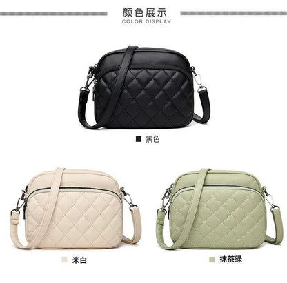 Quilted Diamond Stitch Crossbody Bag Off White PU
