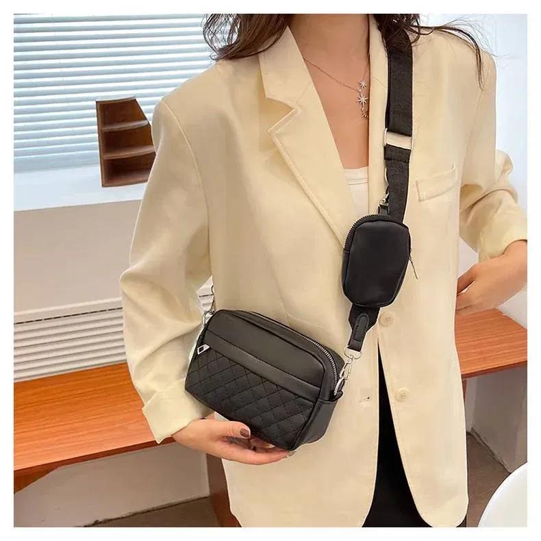 Convertible 2-in-1 Crossbody Belt Bag Quilted PU Leather