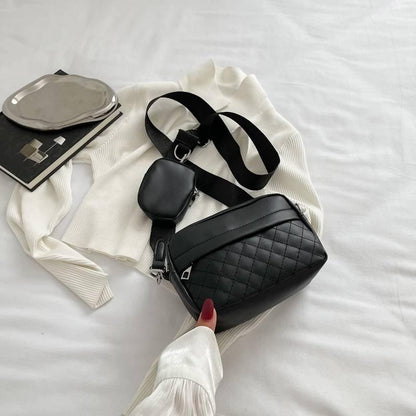 Convertible 2-in-1 Crossbody Belt Bag Quilted PU Leather