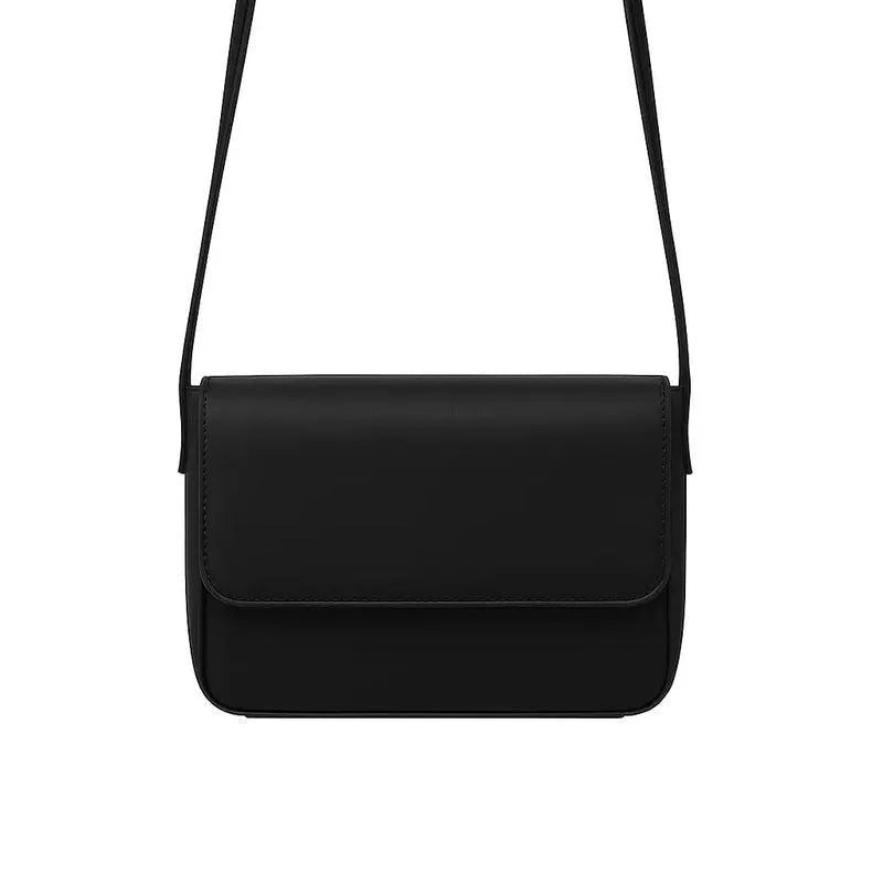 Minimalist Flap Crossbody Bag Magnetic Closure Black