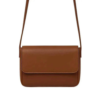 Minimalist Flap Crossbody Bag Magnetic Closure Brown