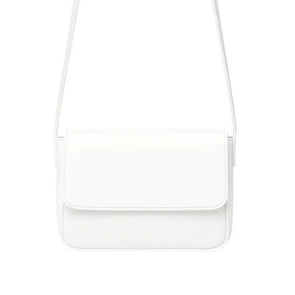 Minimalist Flap Crossbody Bag Magnetic Closure White