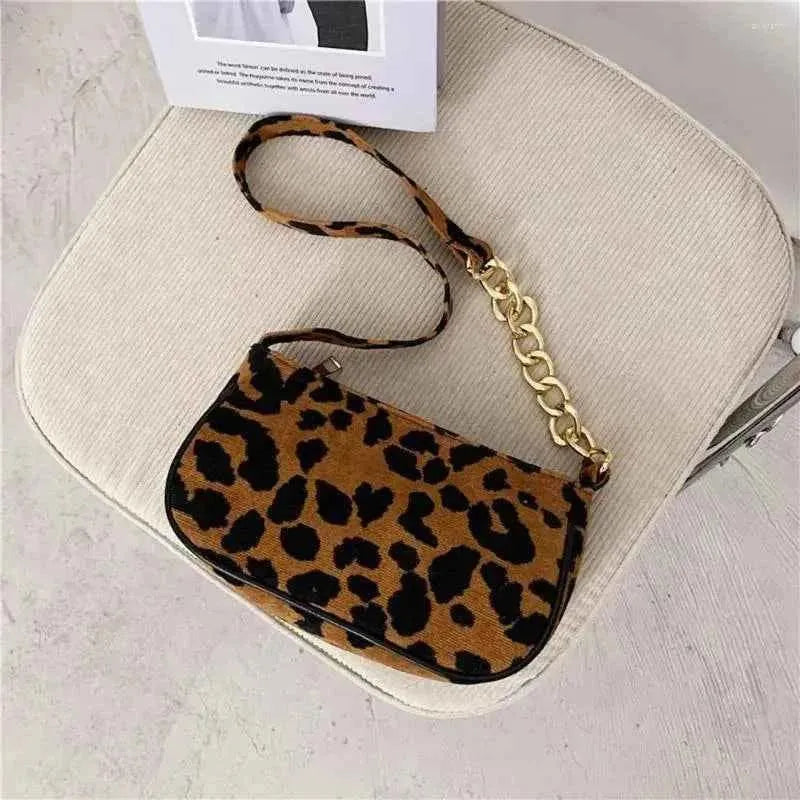 Leopard Print Hobo Bag Gold Chain Strap PU Leather