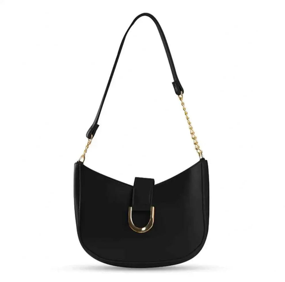 Black Hobo Bag Gold U-Hardware Chain Strap PU Leather