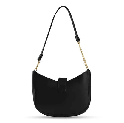 Black Hobo Bag Gold U-Hardware Chain Strap PU Leather