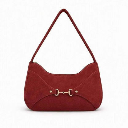 Girl's Maroon Hobo Bag Gold Hardware PU Leather Shoulder Bag