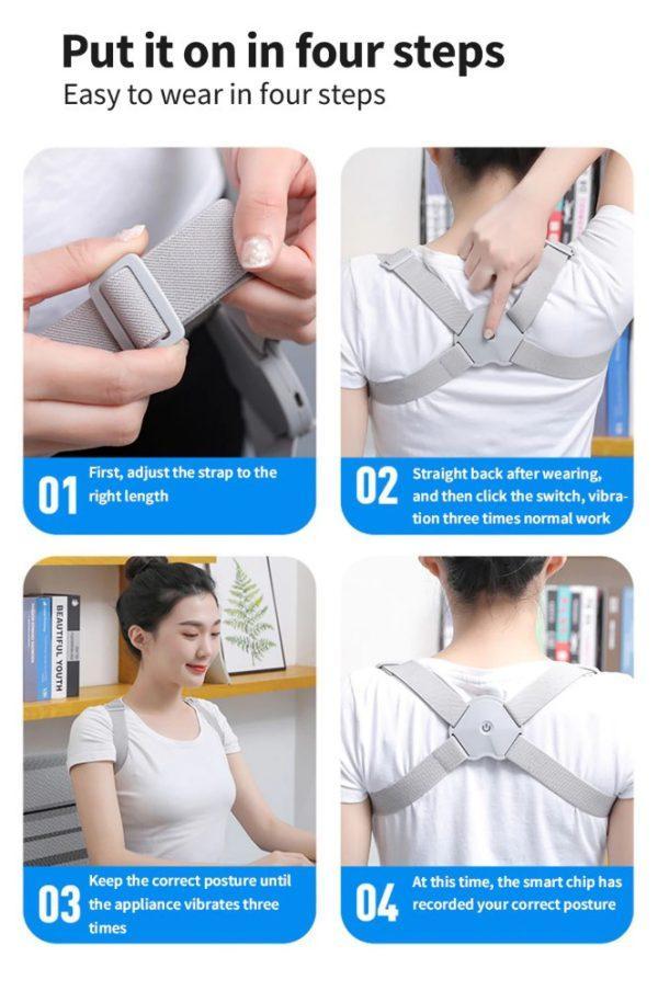 Smart Posture Corrector Intelligent Vibration Sensor USB Rechargeable