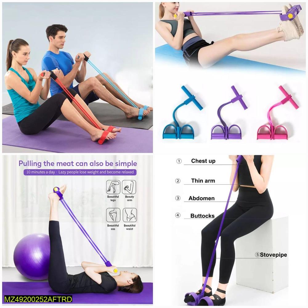 Foot Pedal Tummy Trimmer - 4-Tube Resistance Band for Full Body Workout
