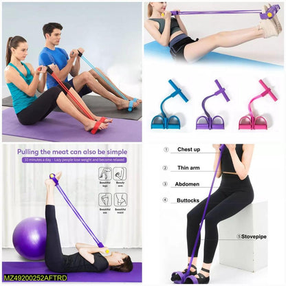 Foot Pedal Tummy Trimmer - 4-Tube Resistance Band for Full Body Workout