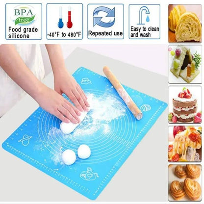 Silicone Roti Mat - Non-Stick Kneading & Rolling Mat with Measurements