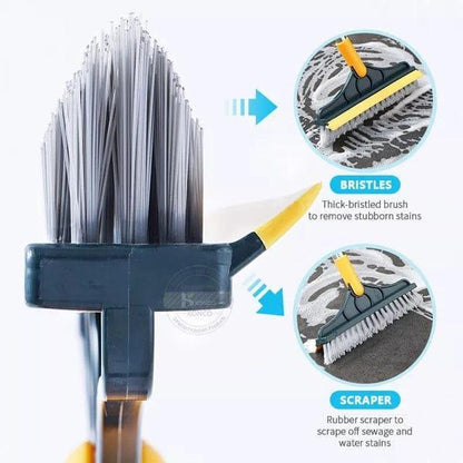 2 in 1 Dust Cleaning Scrubber and Wiper Brush - Triangular Head Design