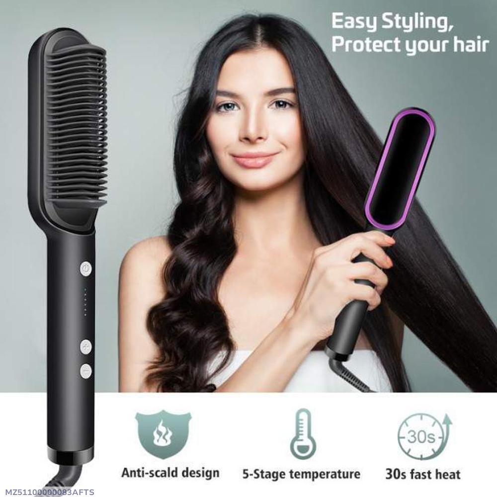 Electric Hair Straightener Brush - Anti-Scalding Design | Buy Online in Pakistan at MetroCart – Electric | MetroCart Pakistan