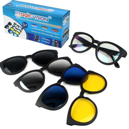 Magic Vision 5-in-1 Magnetic Clip-On Sunglasses UV400 Protection | Buy Online in Pakistan at MetroCart – Magic | MetroCart Pakistan