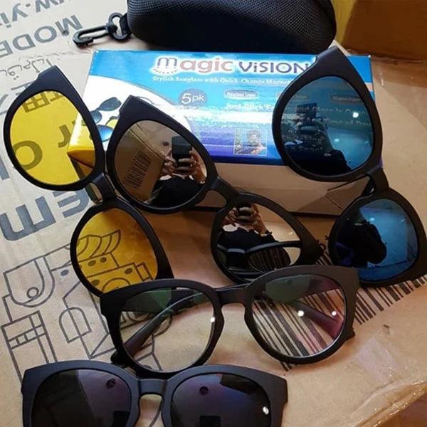 Magic Vision 5-in-1 Magnetic Clip-On Sunglasses UV400 Protection | Buy Online in Pakistan at MetroCart – Magic | MetroCart Pakistan