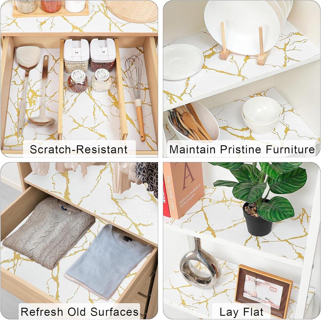 Wall Marble Sheet White Golden Waterproof 200x60cm 5 Pcs