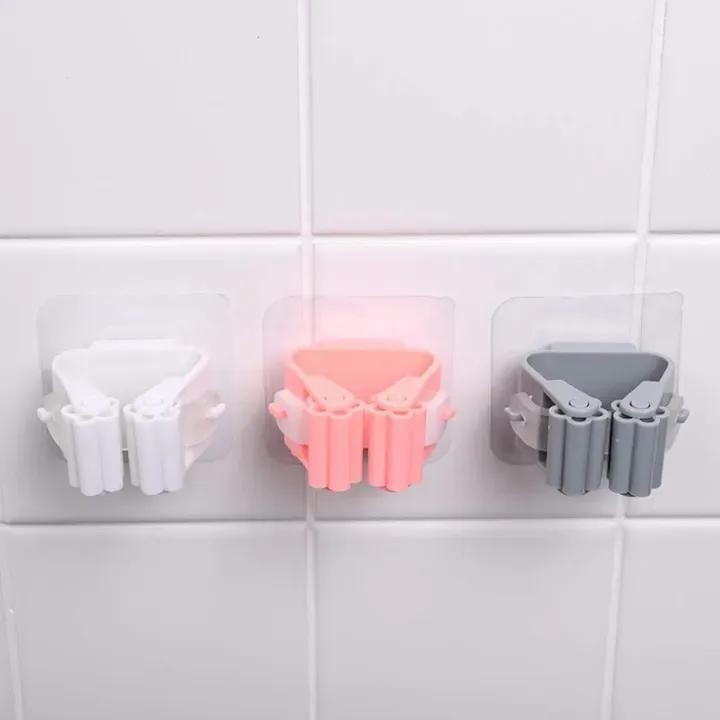 Wall-Mounted Mop Holder - 5-Piece Self-Adhesive Organizer Set