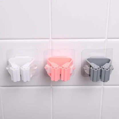 Wall-Mounted Mop Holder - 5-Piece Self-Adhesive Organizer Set