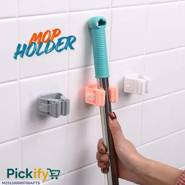 Wall-Mounted Mop Holder - 5-Piece Self-Adhesive Organizer Set
