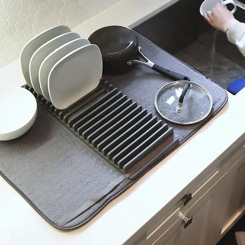 Foldable Dish Drying Mat with Rack Absorbent | Buy Online in Pakistan at MetroCart – Foldable | MetroCart Pakistan