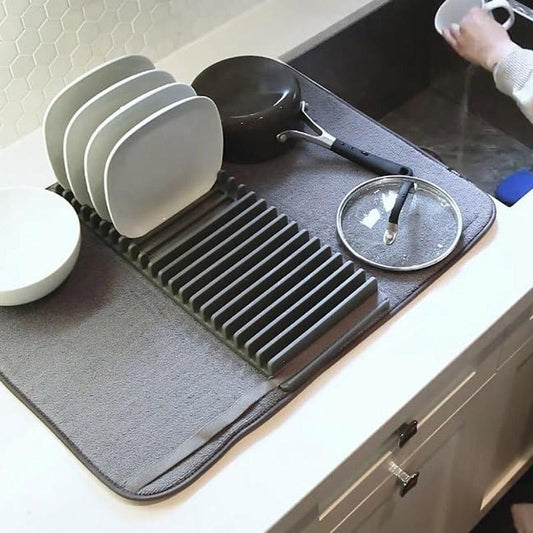 Foldable Dish Drying Mat with Rack Absorbent