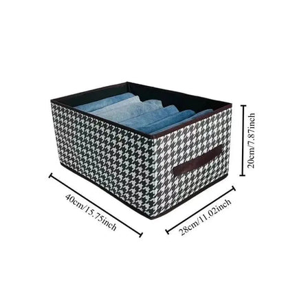 Foldable Storage Box with Lid Houndstooth Pattern Organizer