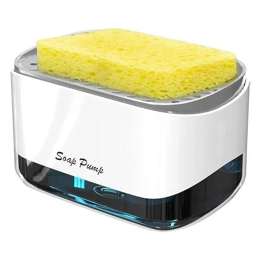 Kitchen Soap Dispenser with Sponge Holder - 2-in-1 Countertop Organizer, 370ml
