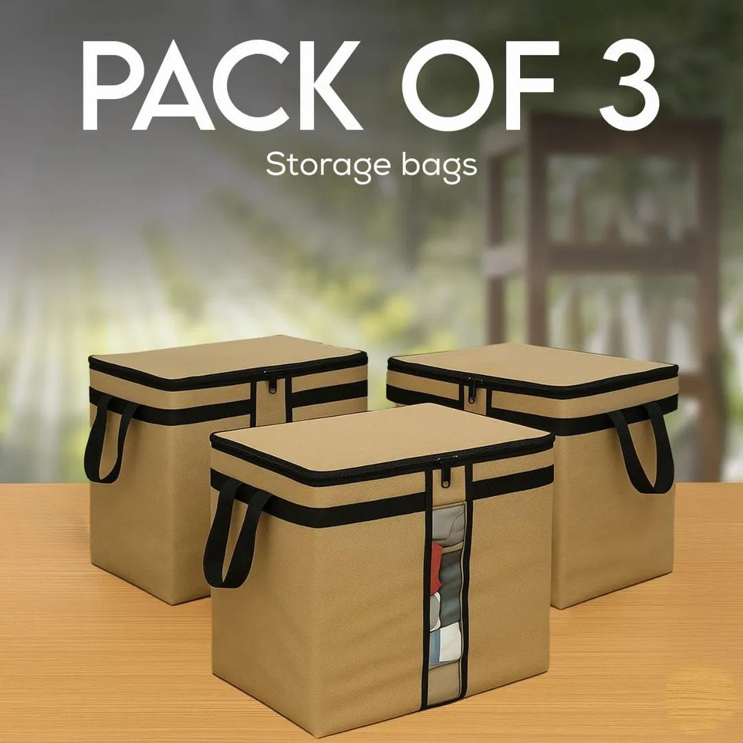 Premium Storage Organizer Bags with Handles Pack of 3