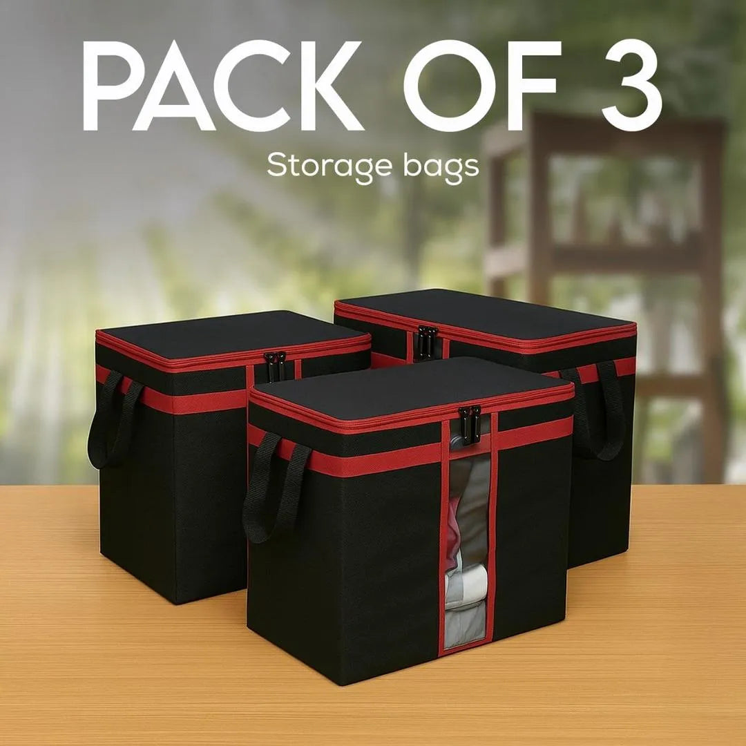 Premium Storage Organizer Bags with Handles Pack of 3
