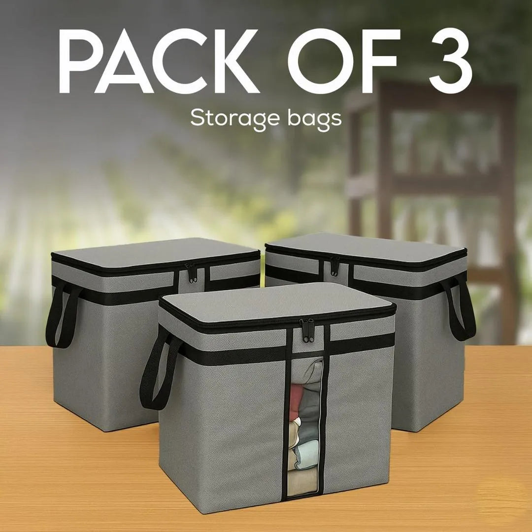 Premium Storage Organizer Bags with Handles Pack of 3
