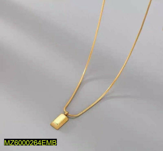 Gold Brick Pendant Necklace