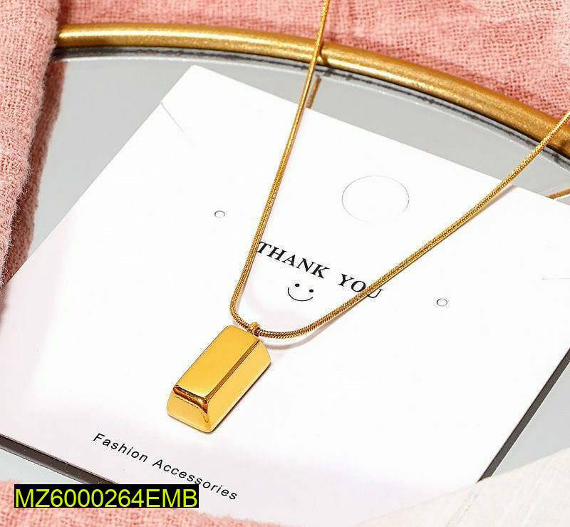 Gold Brick Pendant Necklace