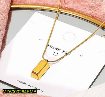 Gold Brick Pendant Necklace