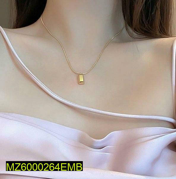 Gold Brick Pendant Necklace