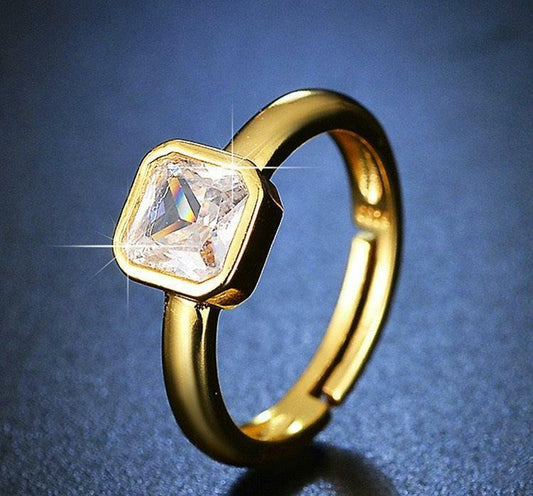 Square Bezel-Set Solitaire Engagement Ring Gold