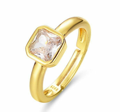 Square Bezel-Set Solitaire Engagement Ring Gold