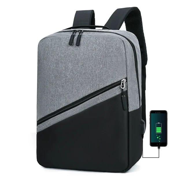 3-Piece Laptop Backpack Set USB Port Grey Sling Pouch