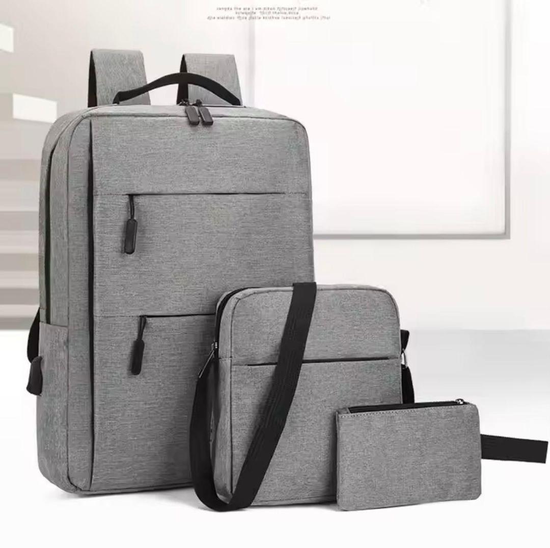 3-Piece Laptop Backpack Set Messenger Bag Pouches Nylon