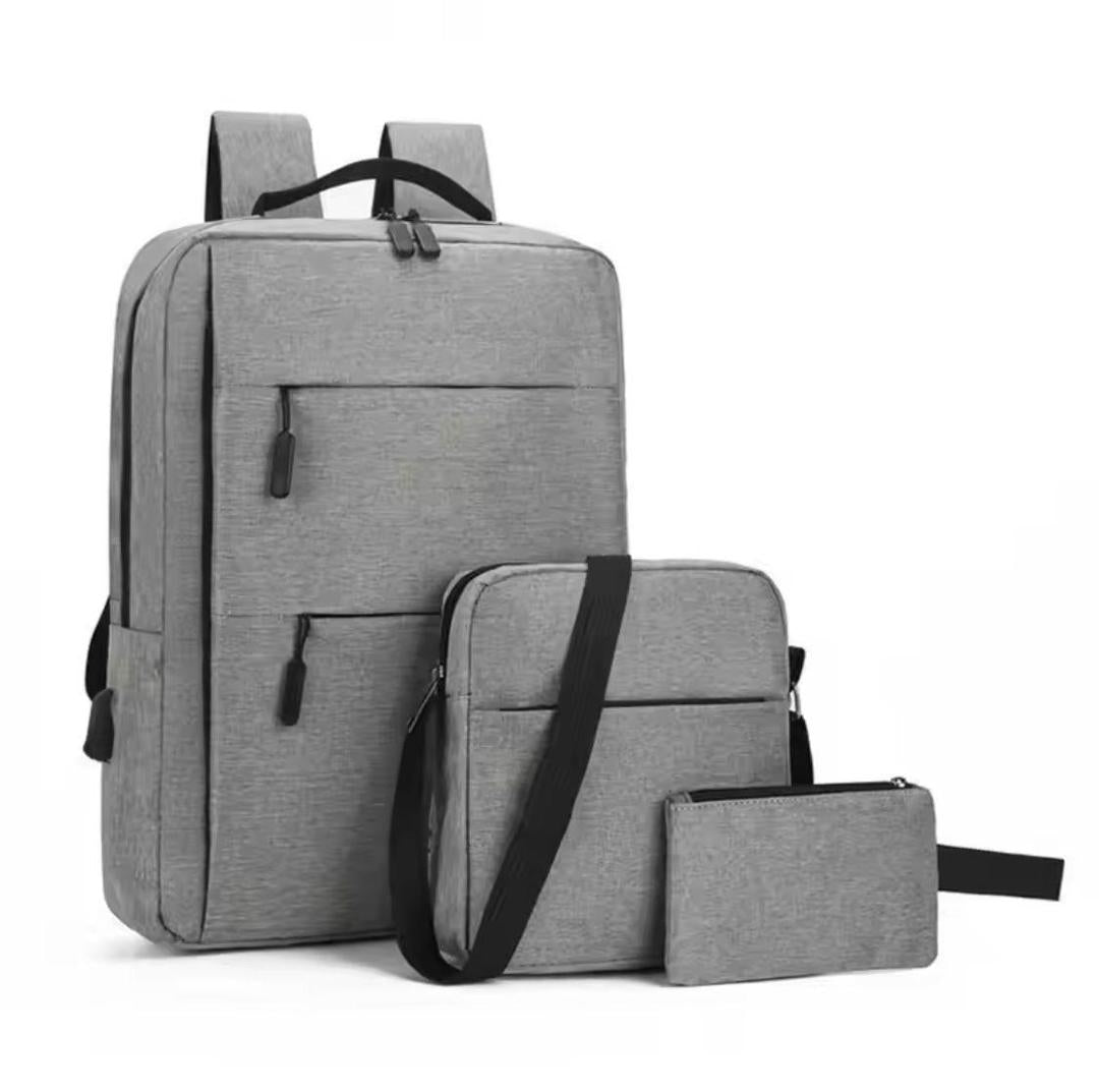 3-Piece Laptop Backpack Set Messenger Bag Pouches Nylon