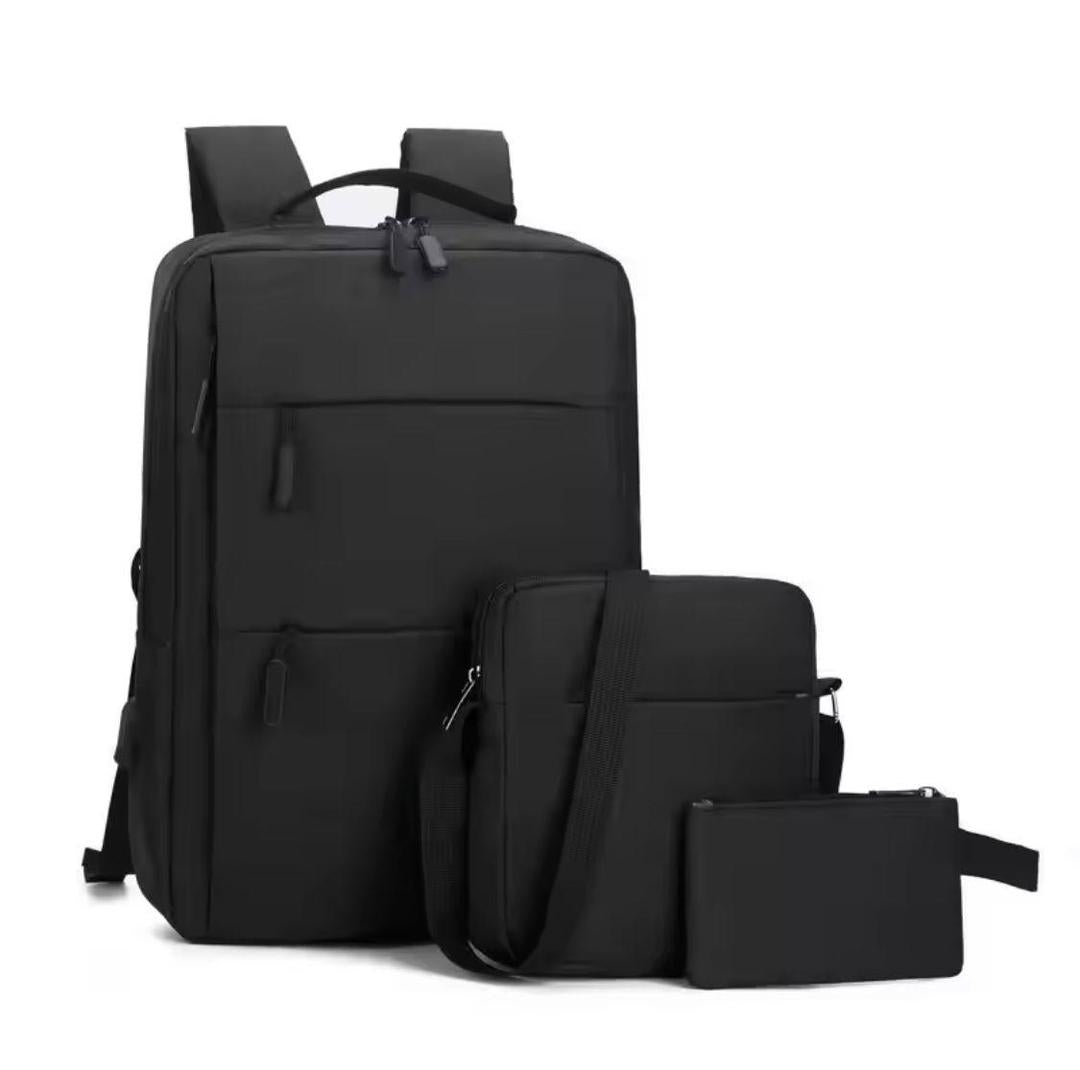 3-Piece Laptop Backpack Set Messenger Bag Pouches Nylon