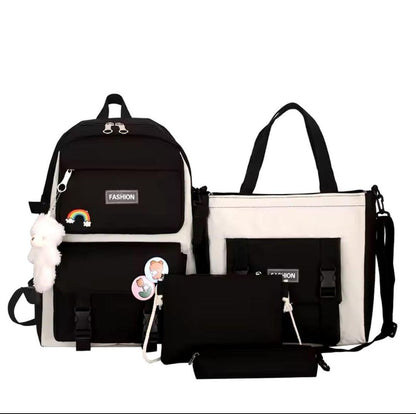 Multipurpose Nylon Backpack 4-Piece Set Rainbow Design